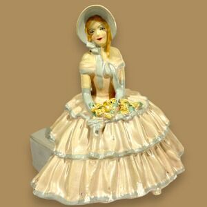 Vintage Daydreams Figurine Pottery Lady Floral Reproduction Glazed